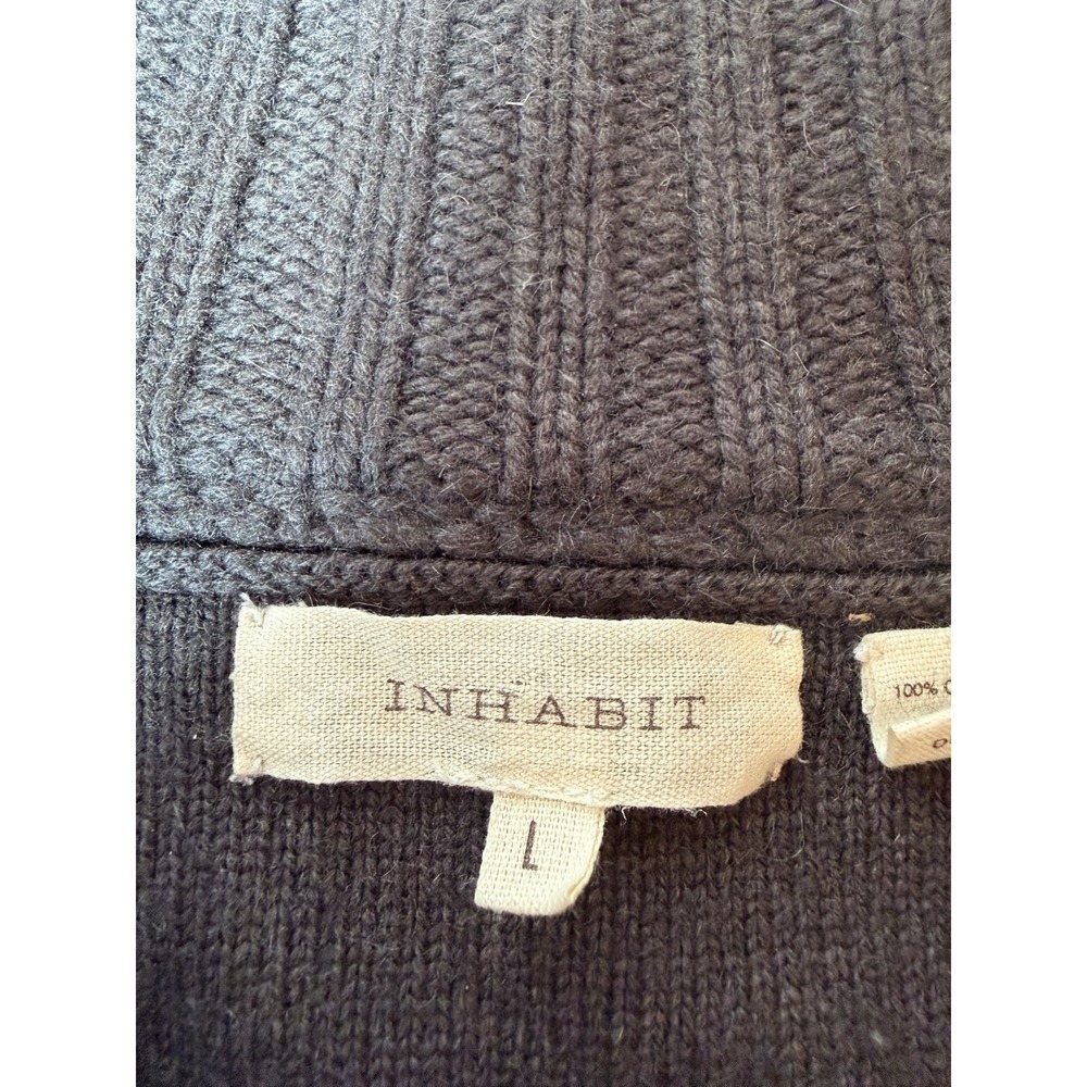 Inhabit Men's 100% Cashmere Brown Sweater With Buttons Old Money Acedamia Sz L - Picture 7 of 7